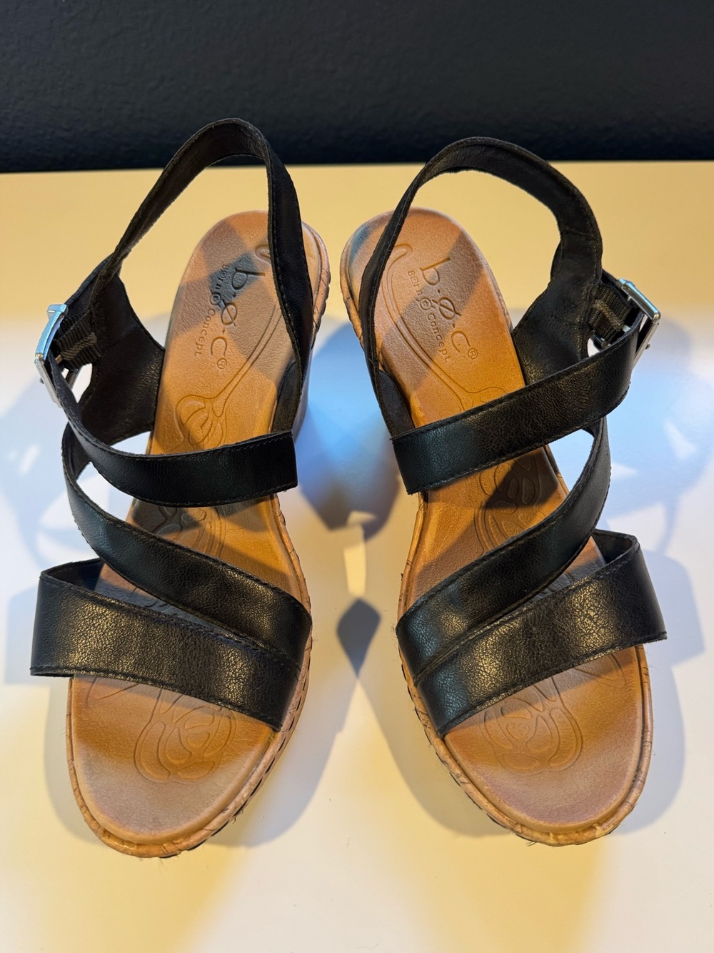 B.O.C Women's Schirra Wedge Sandal Women's Black Leather